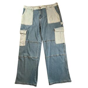 GOGO JEAN Utility Collection Colorblock Cargo Wide Leg Jeans Women’s 17/33